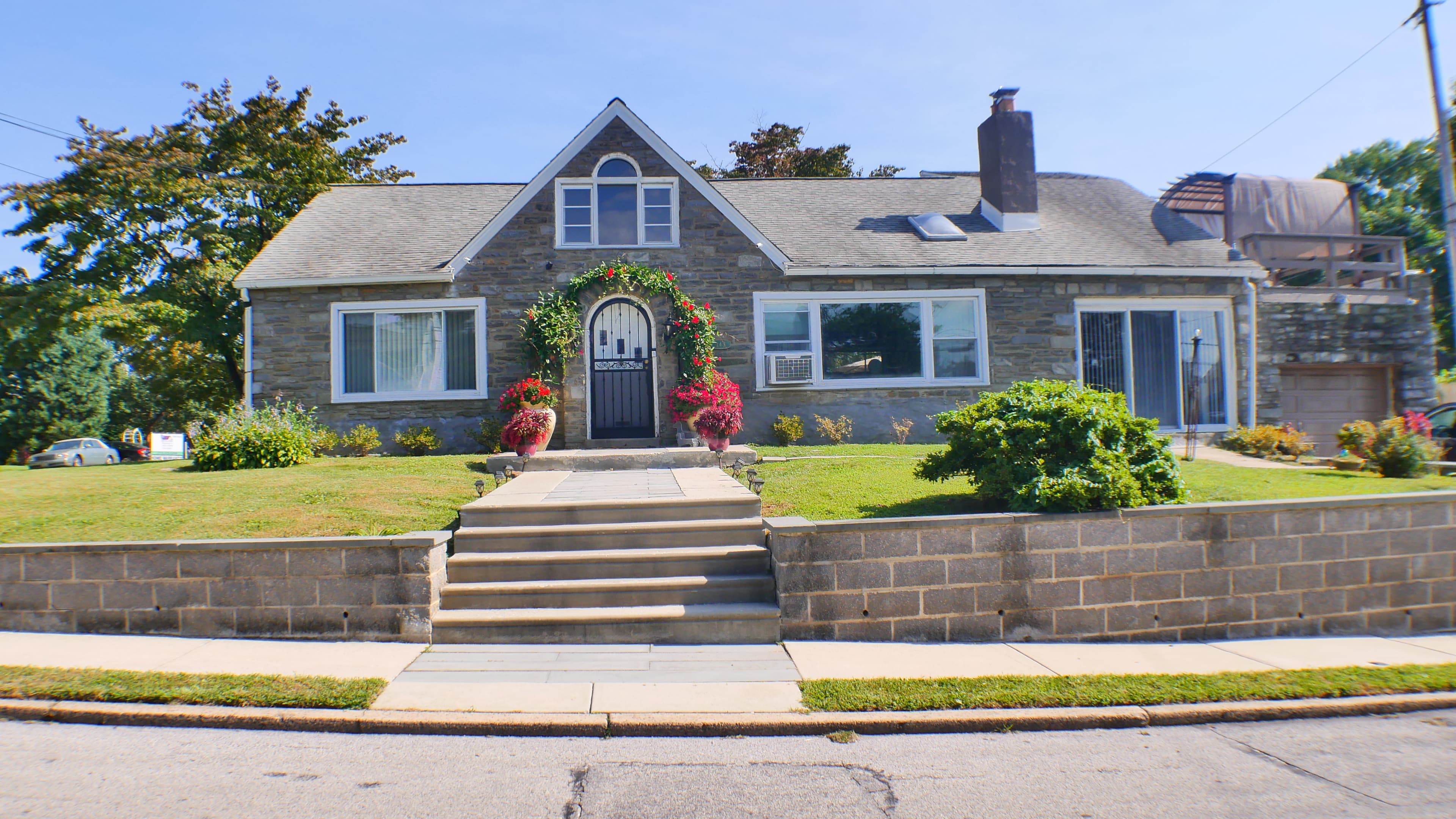 Residential exterior prepared for virtual tour capture